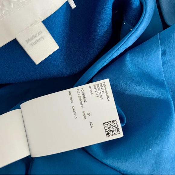 HUGO BOSS Blue Jerusa Textured Stretch Cropped Suit Blazer Jacket US 10 - Picture 9 of 11